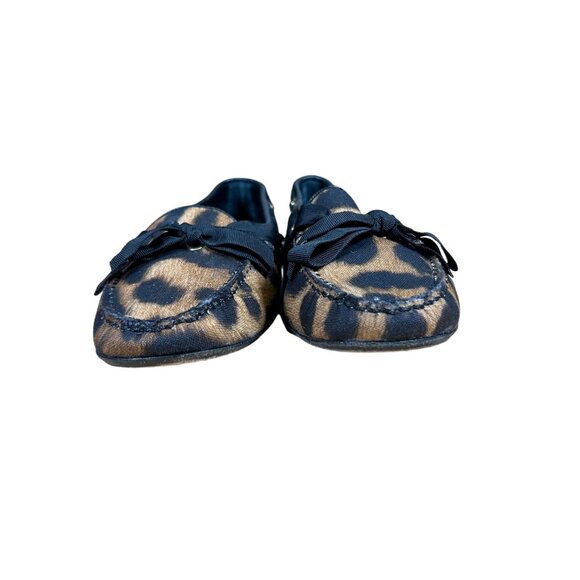 Giambattista Valli Leopard Print Leather Canvas Slip-On Flats Women's EU Size 37 - Picture 3 of 8